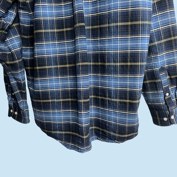 Cinch Shirt Mens Large Black Blue Button Down Check Plaid Embroidered Logo - Picture 2 of 7